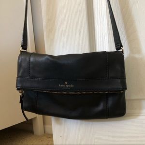 Kate Spade black leather mini cross body flab bag